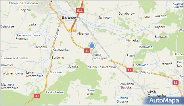 mapa Słupia pod Kępnem, Słupia pod Kępnem na mapie Targeo